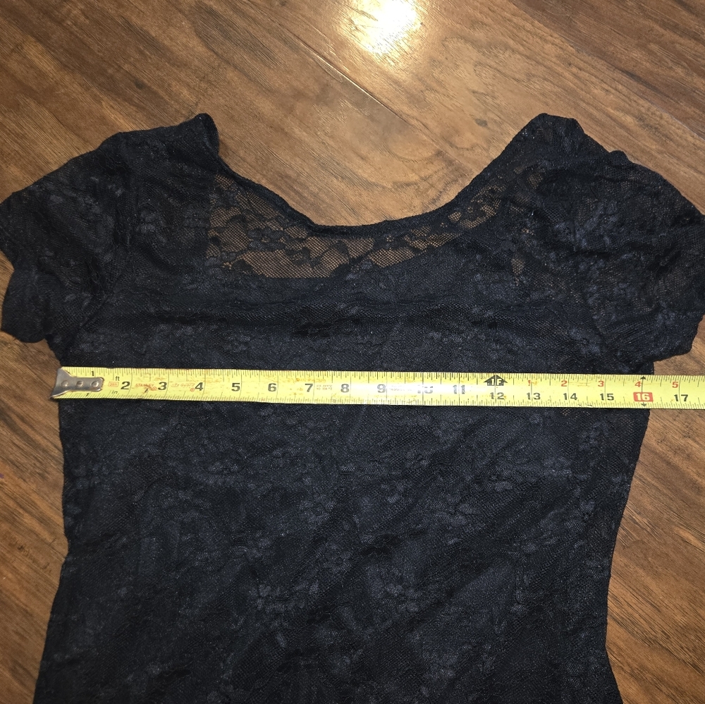 Wild Fable Black Maxi Semi Backless Lace Dress With Slit Medium - Picture 6 of 8